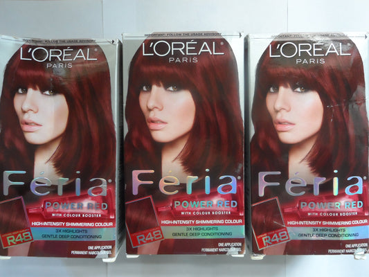 L'Oreal Paris Feria Pr Red Velvet, Size 1ct, Gel, Permanent, Auburn, R48 Intense Deep Auburn, Vegan, Tube, 1 Count