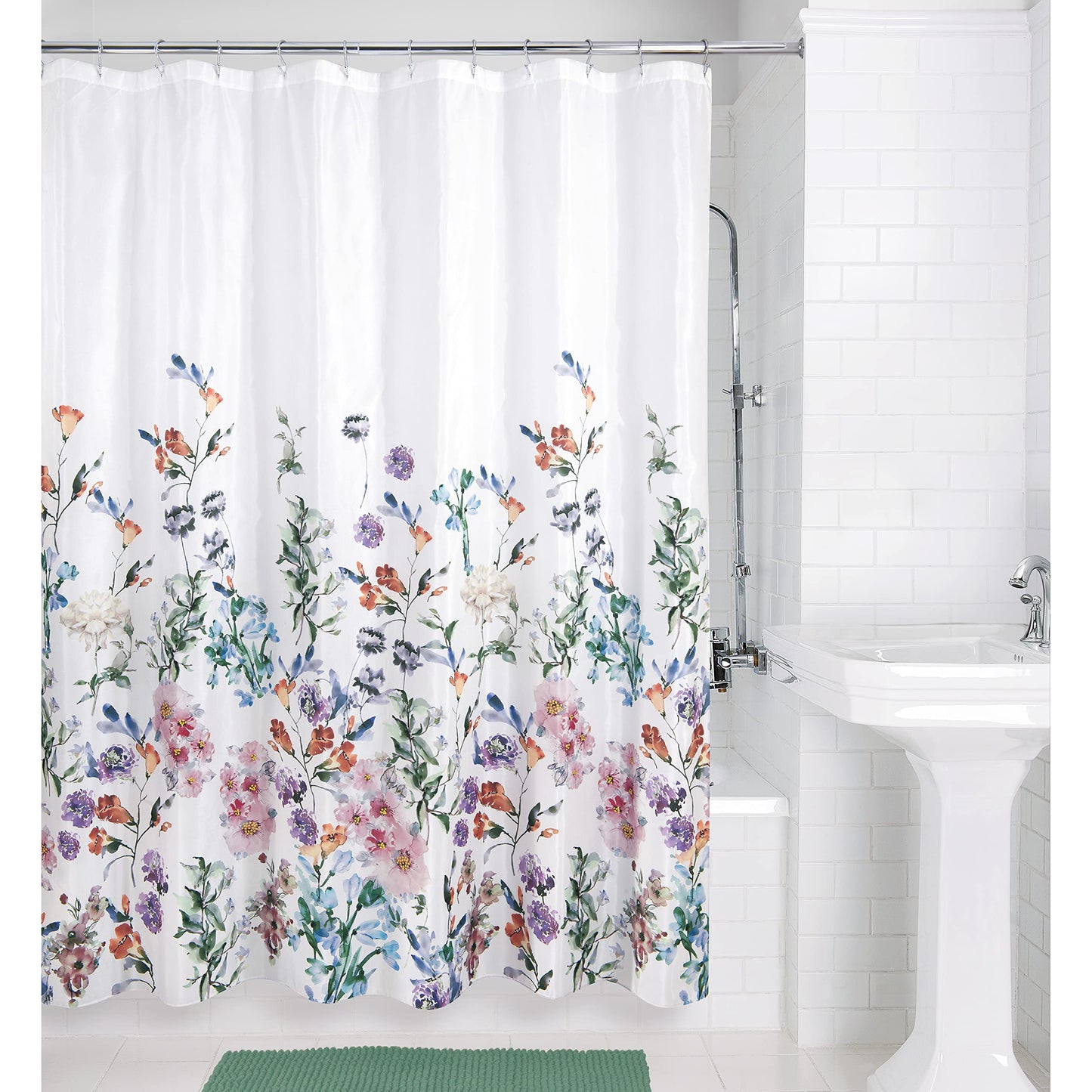 Allure Home Creation Savannah Floral Polyester Fabric Printed Shower Curtain 72"x70"