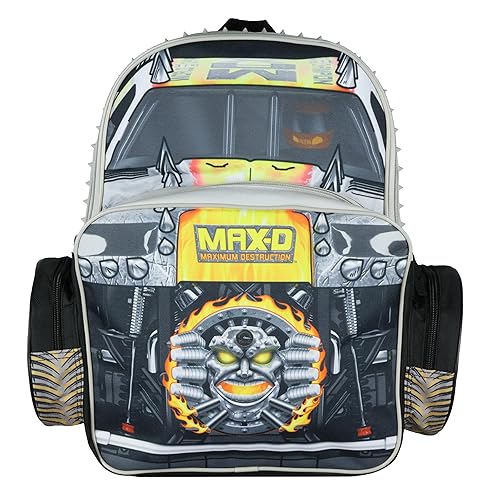 INTIMO Monster Jam Backpack Max-D Maximum Destruction 3D Monster Truck Kids School Book Bag with Laptop Tech Sleeve