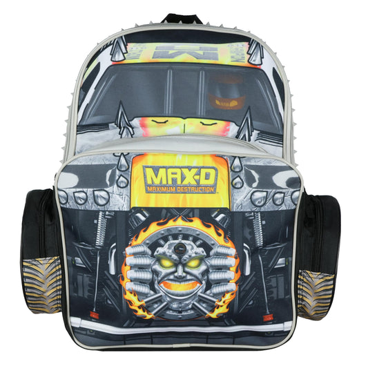 INTIMO Monster Jam Backpack Max-D Maximum Destruction 3D Monster Truck Kids School Book Bag with Laptop Tech Sleeve
