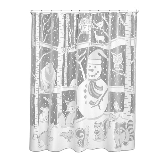Heritage Lace Snowman Shower Curtain, 72" Wide x 72" Drop, White
