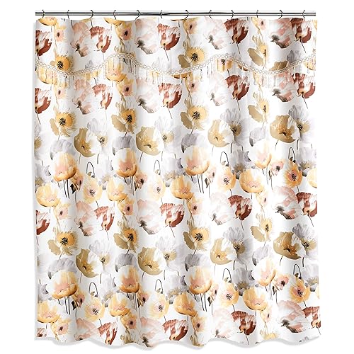 Popular Bath 959437 Poppy Fields, Shower Curtain, Pastel Moss 72.00" x 70.00"