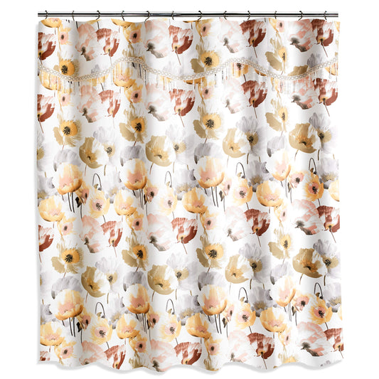 Popular Bath 959437 Poppy Fields, Shower Curtain, Pastel Moss 72.00" x 70.00"