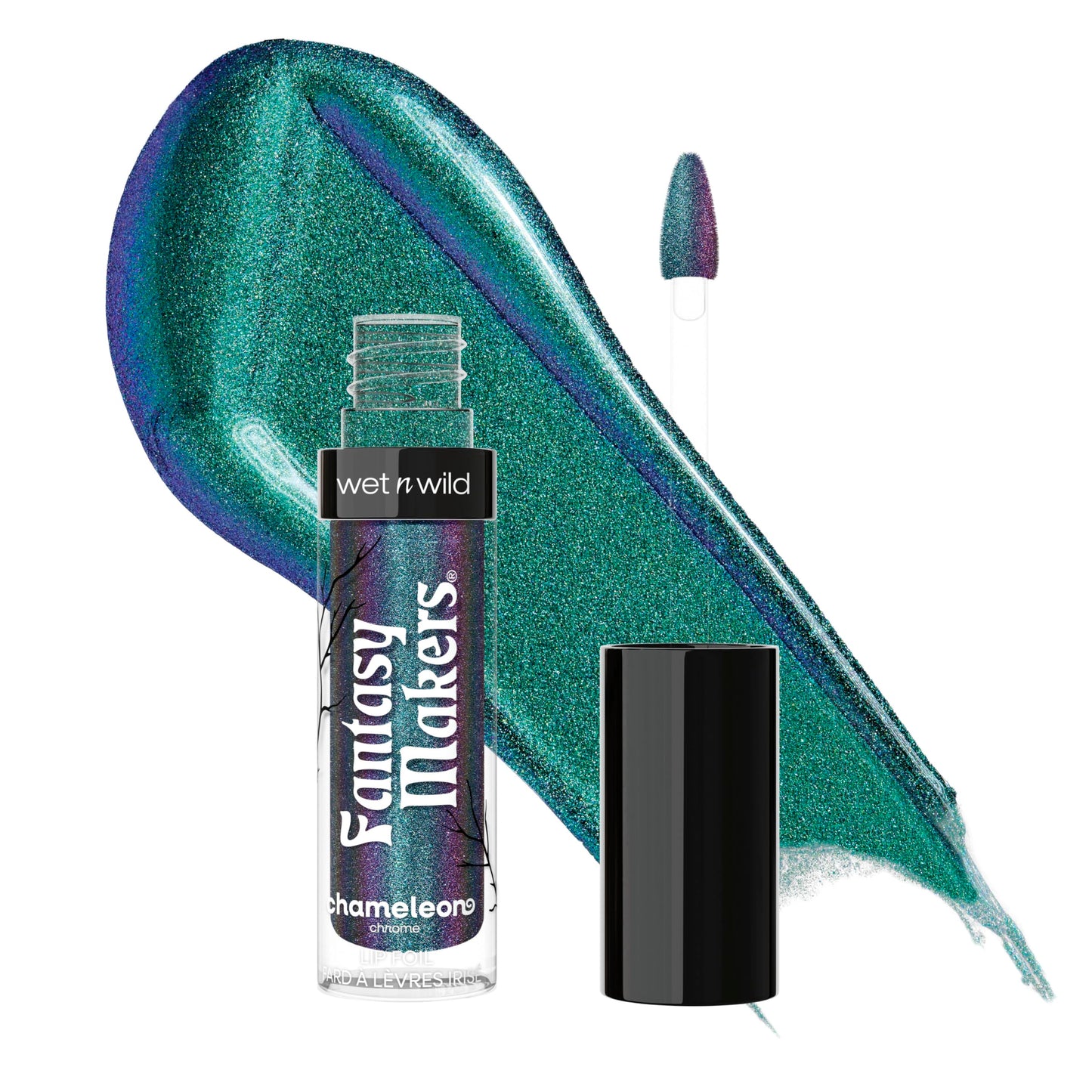 wet n wild Halloween Fantasy Makers Chameleon Chrome Lip Foil, Intense Multi-Chrome Pigment, Mesmerizing Blendable Color Shift Foil Finish