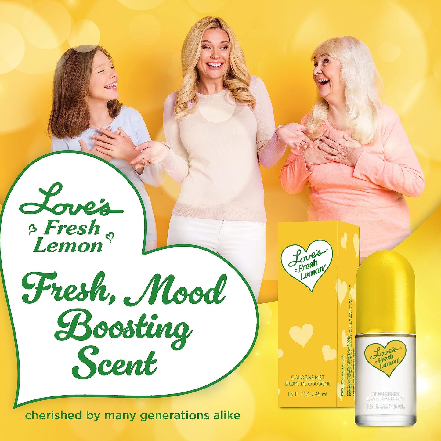 Dana Love's Fresh Lemon Cologne Mist 1.5 Fl. Oz. Invigorating and Uplifting Lemon Scented Body Mist for Women, Classic Fragrance for Everyday