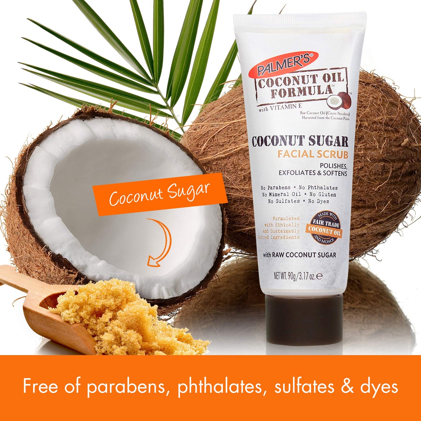 Palmer's Coconut Oil Formula Coconut Sugar Facial Scrub Exfoliator, Face Scrub to Gently Exfoliate Away Dirt and Dead Skin Cells with Chamomile