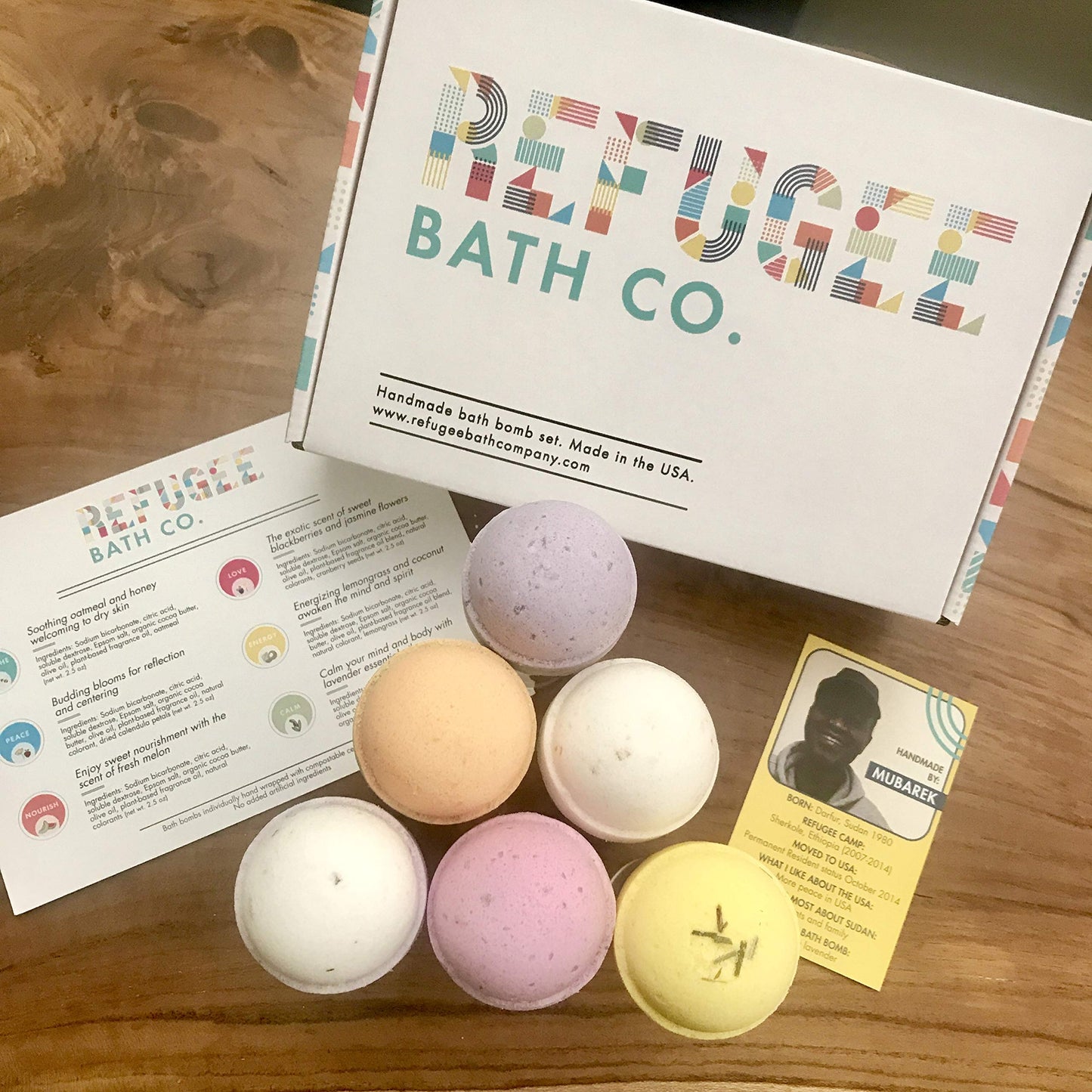 Refugee Bath Co. Variety Pack Bath Bombs 2.5 oz. Each Cocoa Butter and Plant-Based Ingredients Support Refugee Employment in USA (Variety 12 Pack)