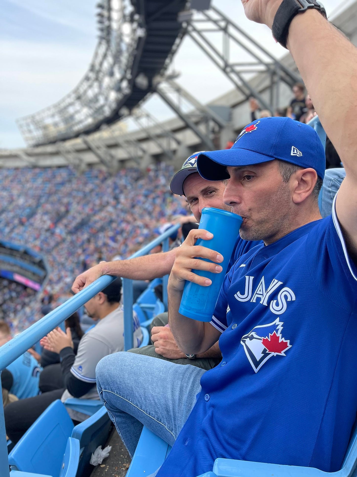 The LoudCup - 23oz Reusable Tumbler & Stadium Horn with Slide-Close Lid (Royal Purple) | Sports Fan Cup, Football & Soccer Match Day Noise Maker