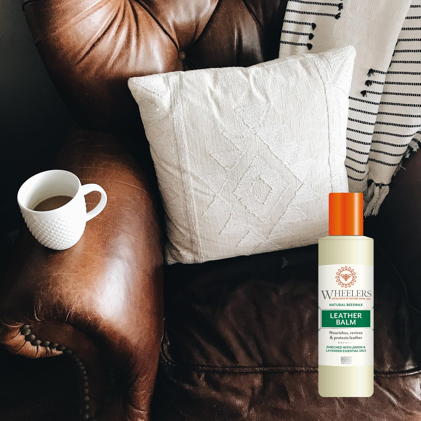 Wheelers Beeswax Leather Balm, 300ml | Cleans, Protects & Revives | Coconut Essential Oils & Vanilla Pods