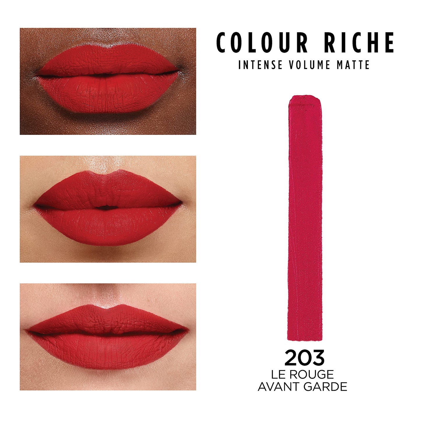 L'Oreal Paris Colour Riche Intense Volume Matte Lipstick, Lip Color Infused with Hyaluronic Acid for up to 16hr All Day Comfort, Le Rouge Avant-Garde,