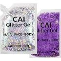 Face, Body & Hair Glitter Gel - Halloween Glitter for Kids and Women - 3 Oz Cosmetic-Grade Gel w/Moon & Stars for Festivals & Halloween Party, Easy