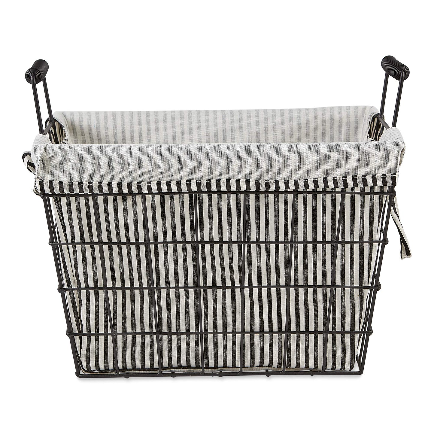 DII Metal Farmhouse Lined Basket, Contemporary Storage Container, Ticking Stripe, Assorted