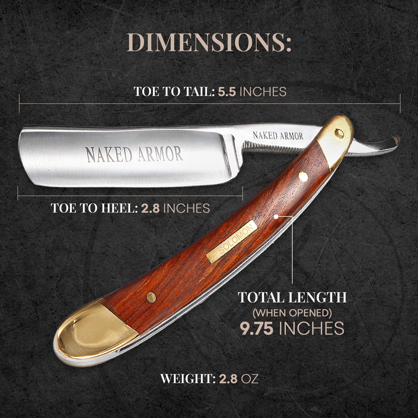 Naked Armor Solomon Straight Razor Kit - Complete Shaving Kit with Shave Ready Straight Razors for Men, Strop, Stand, Soap, Brush, Bowl, Case, Wet Beauty and Personal Care Naked Armor