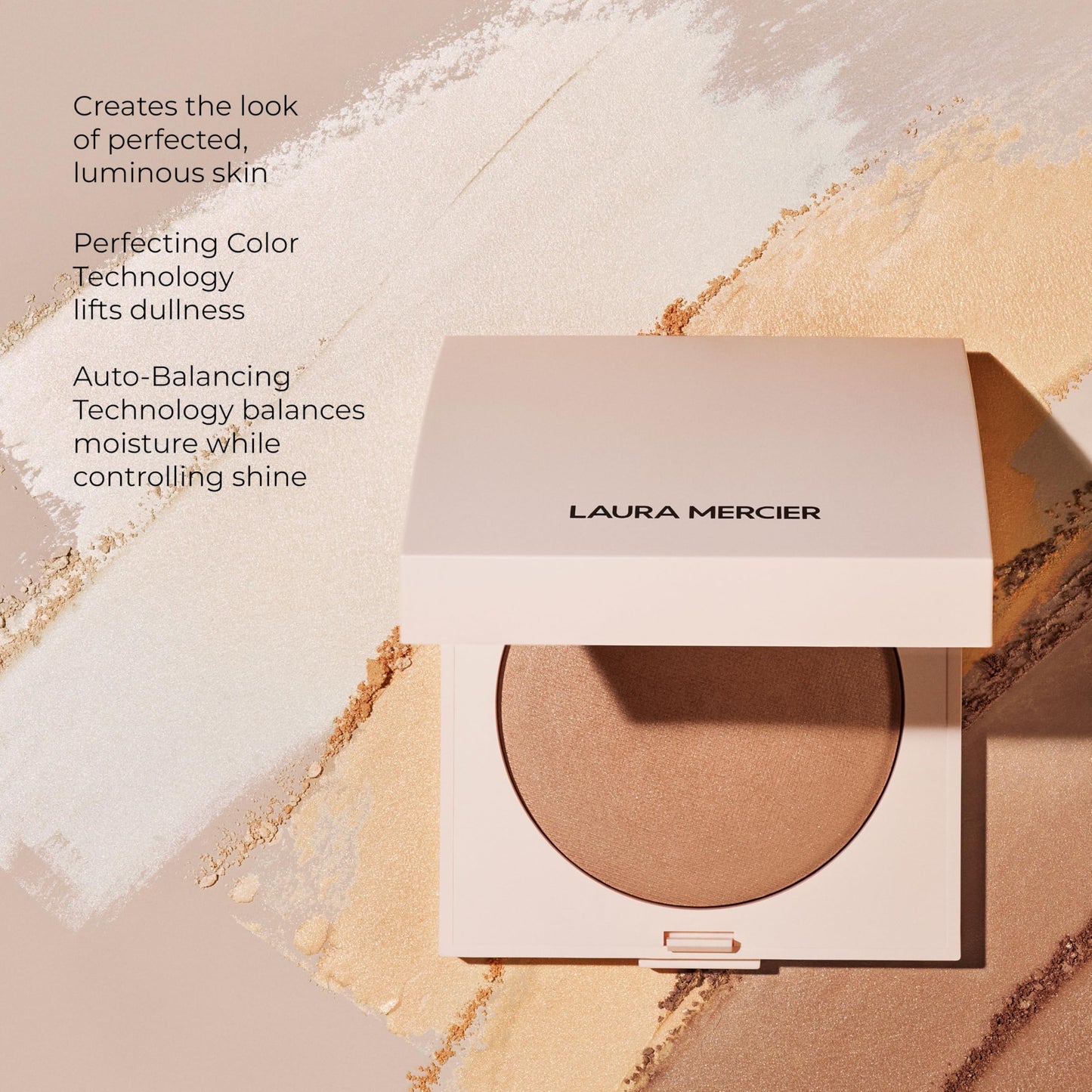 Laura Mercier Real Flawless Luminous Perfecting Talc-Free Pressed Finishing Powder, Creamy Formula, Light Coverage, Natural Luminous Finish, Enlivens