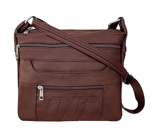 Brown Leather Concealed Carry Handbag Roma 7082