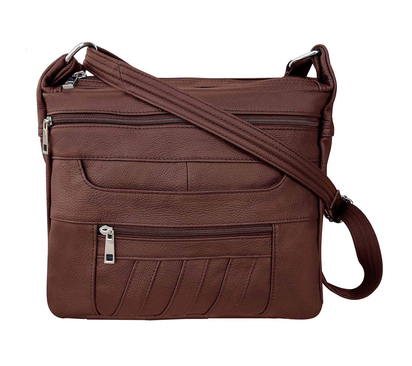 Brown Leather Concealed Carry Handbag Roma 7082