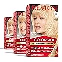 Revlon ColorSilk with Bond Repair Complex, Blonde Permanent Hair Color, 100% Gray Coverage, Ammonia Free Hair Dye, Vegan Keratin, 03 Ultra Light Sun