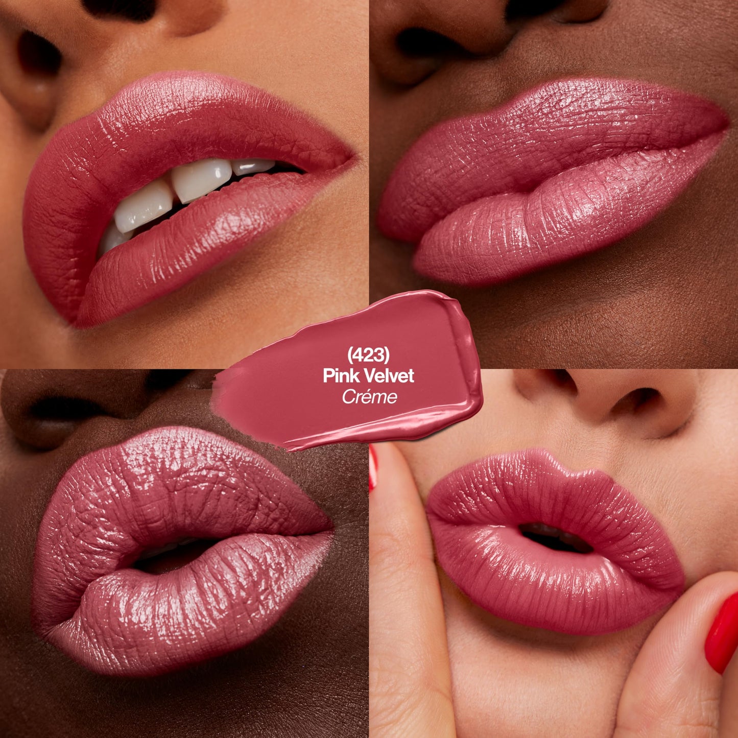 Revlon Super Lustrous Lipstick, Creamy Formula For Soft, Fuller-Looking Lips, Moisturized Feel, 423 Pink Velvet, 0.15 oz