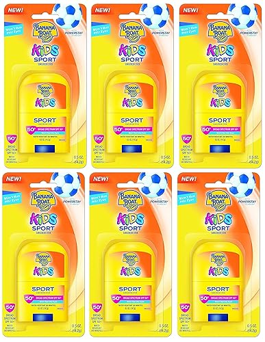 Banana Boat Spf#50+ Kids Sport Stick 0.5 Ounce (14ml) (6 Pack)
