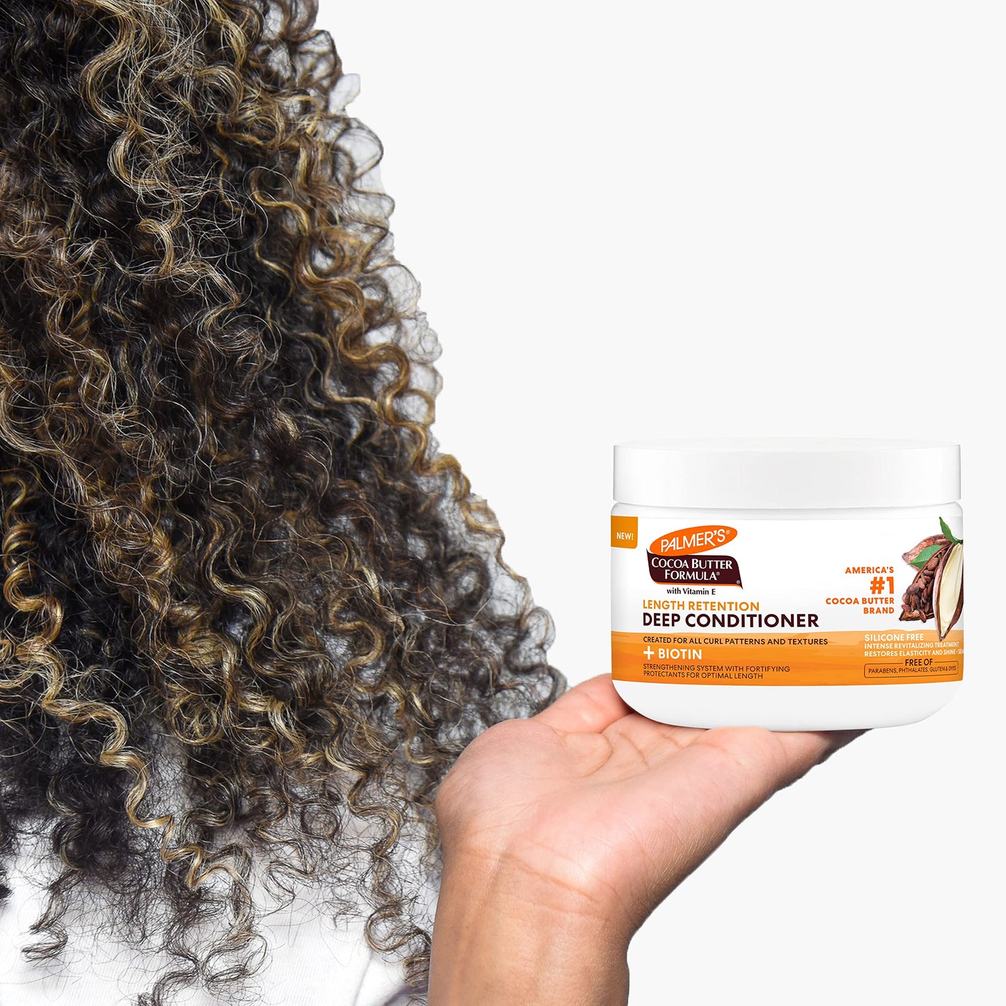 Palmer's Cocoa Butter & Biotin Length Retention Deep Conditioner, Strengthen, Nourish and Restore Elasticity and Shine, Suitable for All Curly Hair