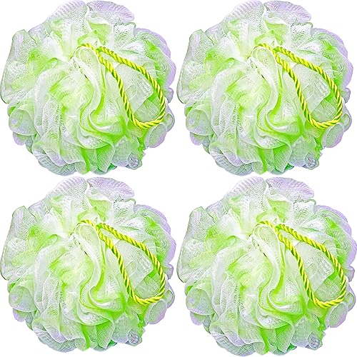 Bath Shower Bath Sponge Shower Loofahs Balls 75g/PCS for Body Wash Bathroom Men Women- Set of 4 Flower Color