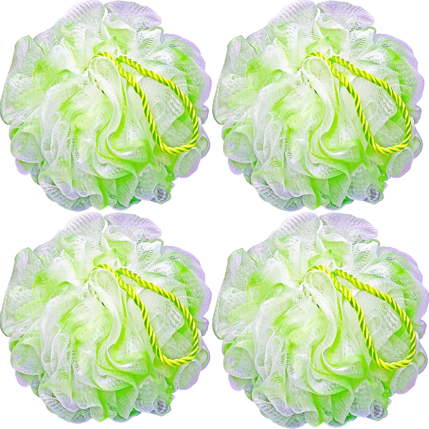 Bath Shower Bath Sponge Shower Loofahs Balls 75g/PCS for Body Wash Bathroom Men Women- Set of 4 Flower Color