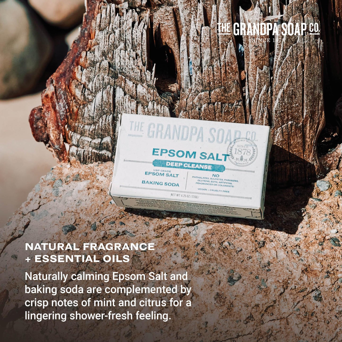 The Grandpa Soap Company Epsom Salt Bar Soap - Deep Cleansing Soap, Made with Epsom Salt and Baking Soda, Removes Dirt Grease and Grime, Vegan