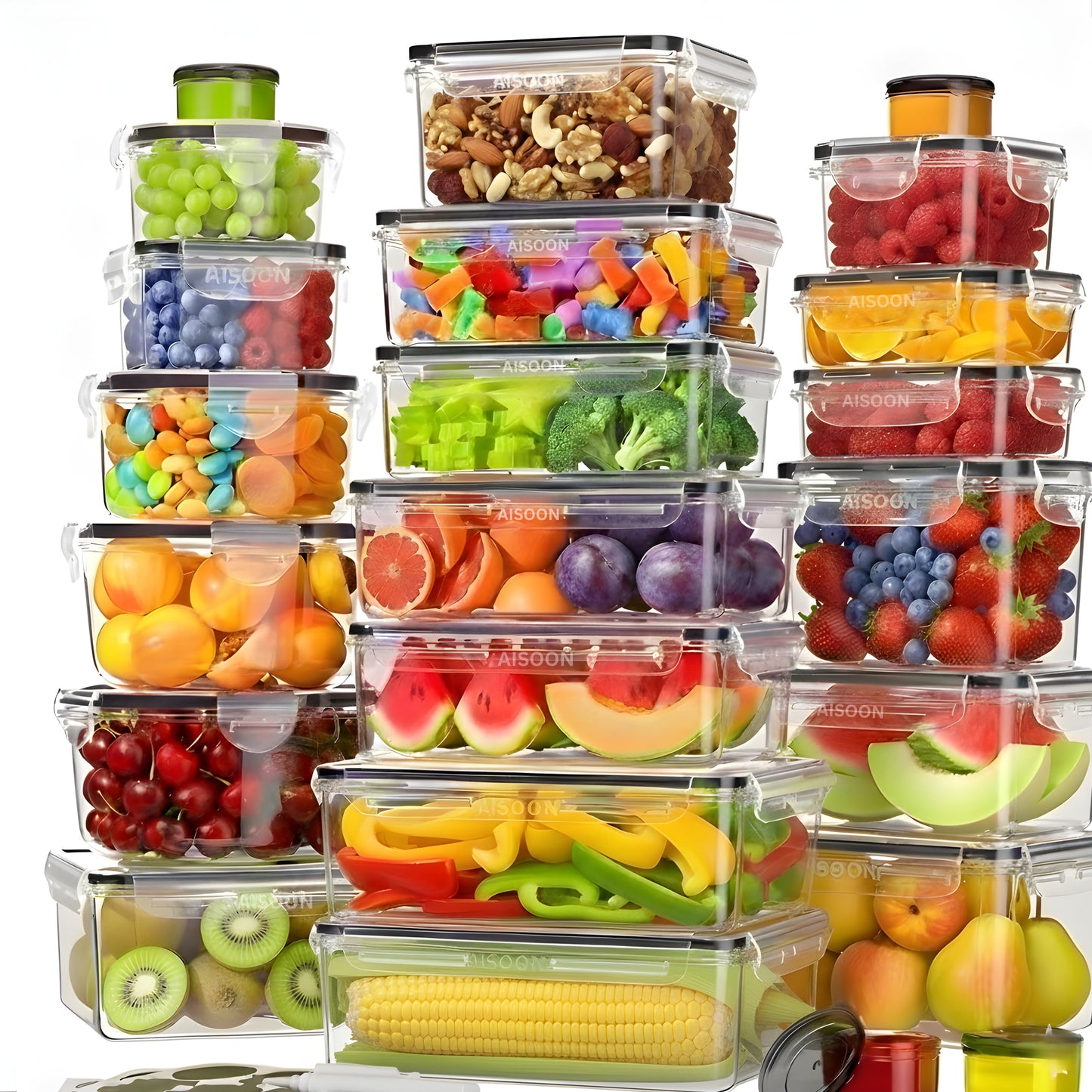 AISOON 50 Pcs 85oz Large Food Storage Sets with Lids, Airtight Kitchen Pantry Containers, Leakproof & BPA-Free Meal Prep Containers, Freezer…