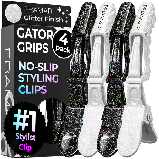 FRAMAR Glitter Hair Clip Set - Alligator Clips For Hair Styling, Hair Styling Clips Sectioning, Glitter Hair Clips For Women Styling, Salon Hair Clips Beauty and Personal Care FRAMAR Default Title