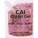 Face, Body & Hair Glitter Gel - (Rose Gold) Glitter for Kids and Women - 3 Oz Cosmetic-Grade Gel w/Moon & Stars for Festivals & Halloween Party, Easy
