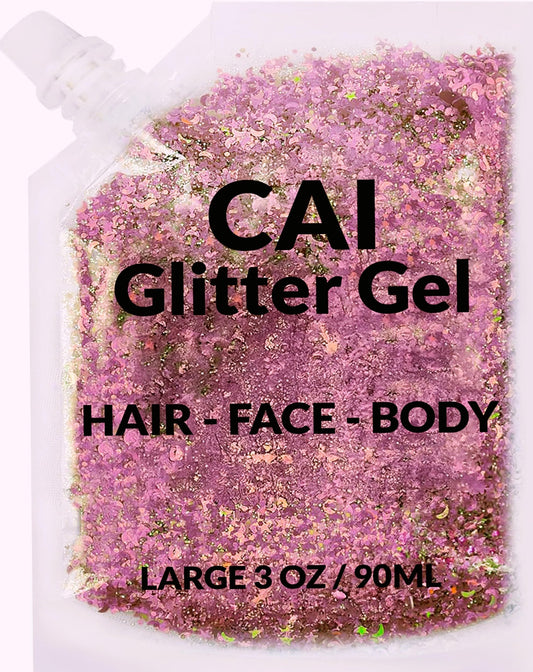 Face, Body & Hair Glitter Gel - (Rose Gold) Glitter for Kids and Women - 3 Oz Cosmetic-Grade Gel w/Moon & Stars for Festivals & Halloween Party, Easy Beauty & Personal Care CAI BEAUTY NYC