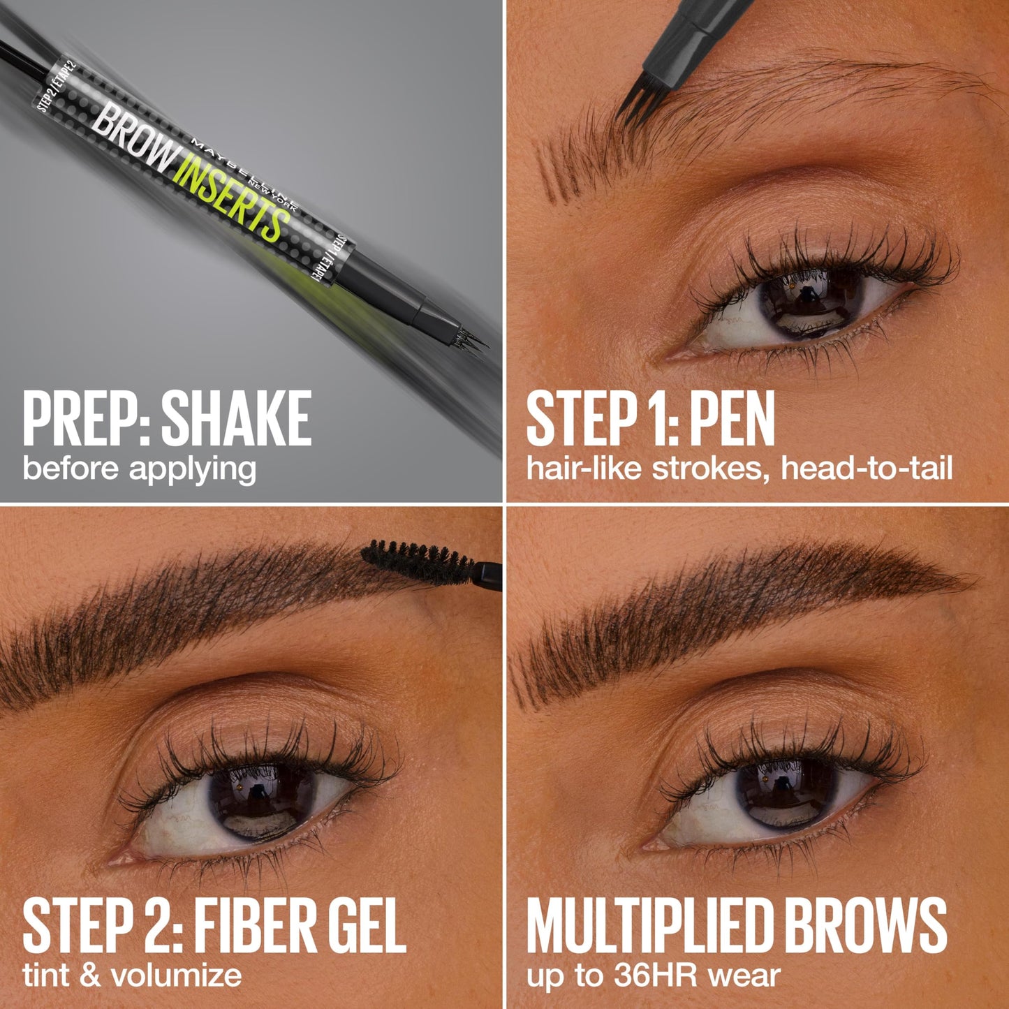Maybelline Brow Inserts Eyebrow Pen, Micro Needle Shaped 2-In-1 Dual-Ended Brow Makeup Pen and Gel, Water-Resistant, Smudge Proof for Up to 36-HR Beauty and Personal Care MAYBELLINE