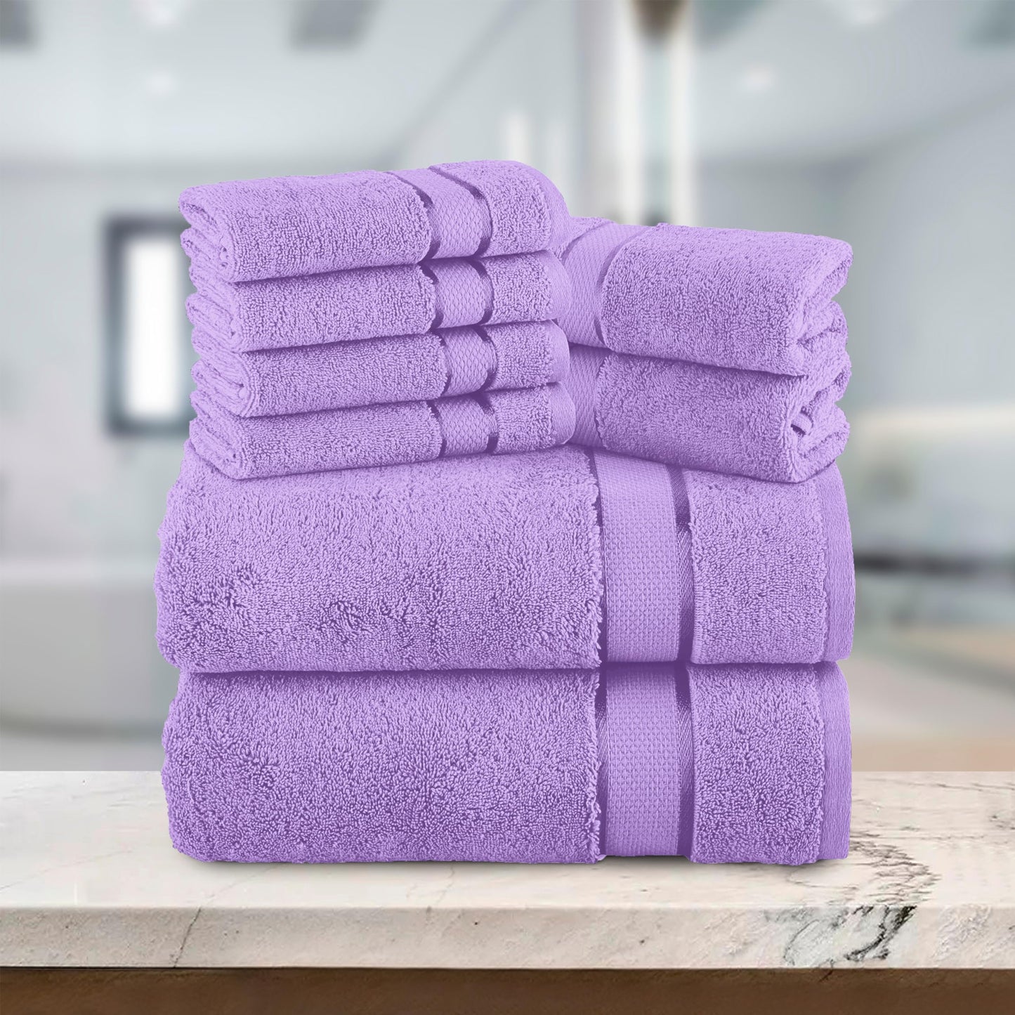 Elegant Comfort Premium Cotton 8-Piece Towel Set, Includes 4 Washcloths, 2 Hand Towels and 2 Bath Towels, 100% Turkish Cotton - Highly Absorbent…