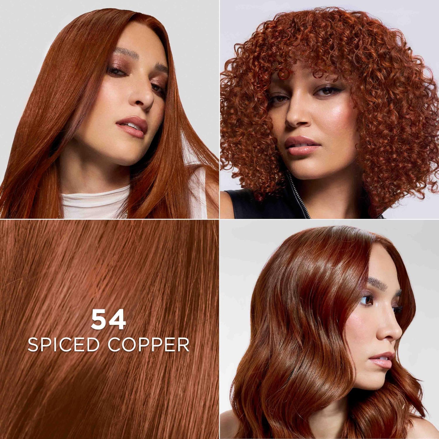 L'Oreal Paris Feria Multi-Faceted Shimmering Permanent Hair Color, High Intensity Hair Dye for 3X Highlights, 54 Spiced Copper, 1 Kit