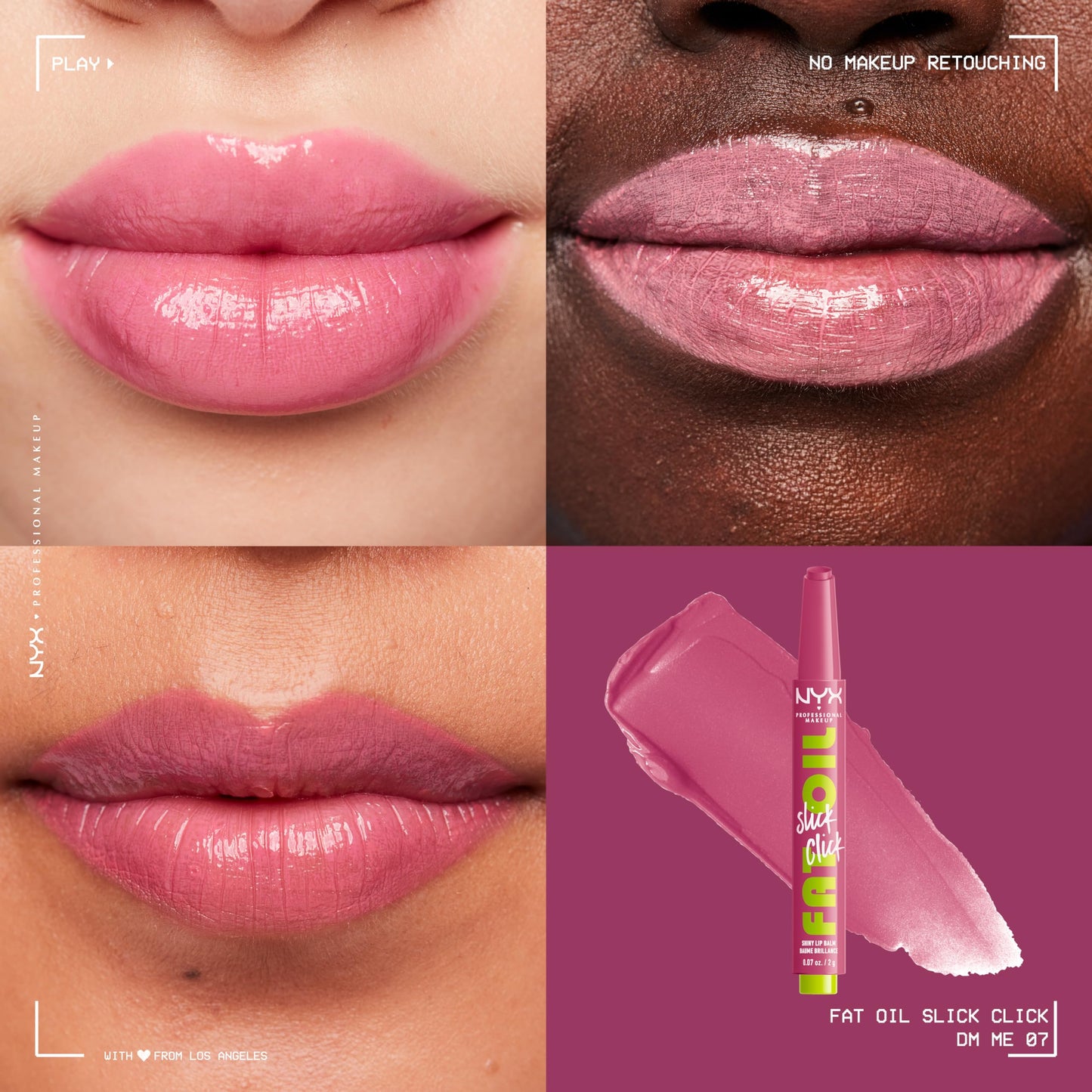 NYX PROFESSIONAL MAKEUP Fat Oil Slick Click, Lightweight, Buildable, Pigmented Vegan Lip Balm - DM Me