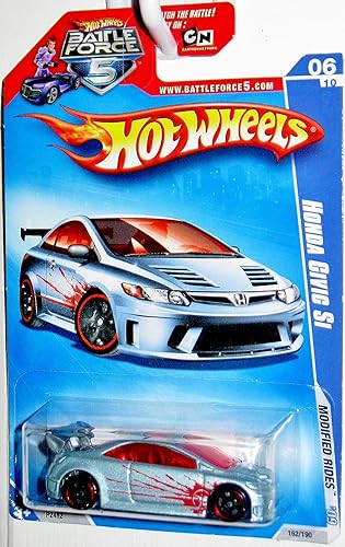 Hot Wheels 2009 Modified Rides: Honda Civic Si - Silver with Red Splash #162