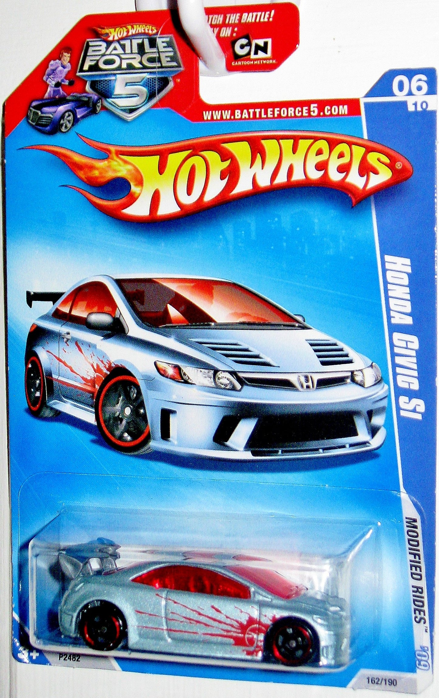 Hot Wheels 2009 Modified Rides: Honda Civic Si - Silver with Red Splash #162