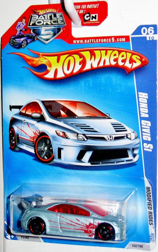 Hot Wheels 2009 Modified Rides: Honda Civic Si - Silver with Red Splash #162