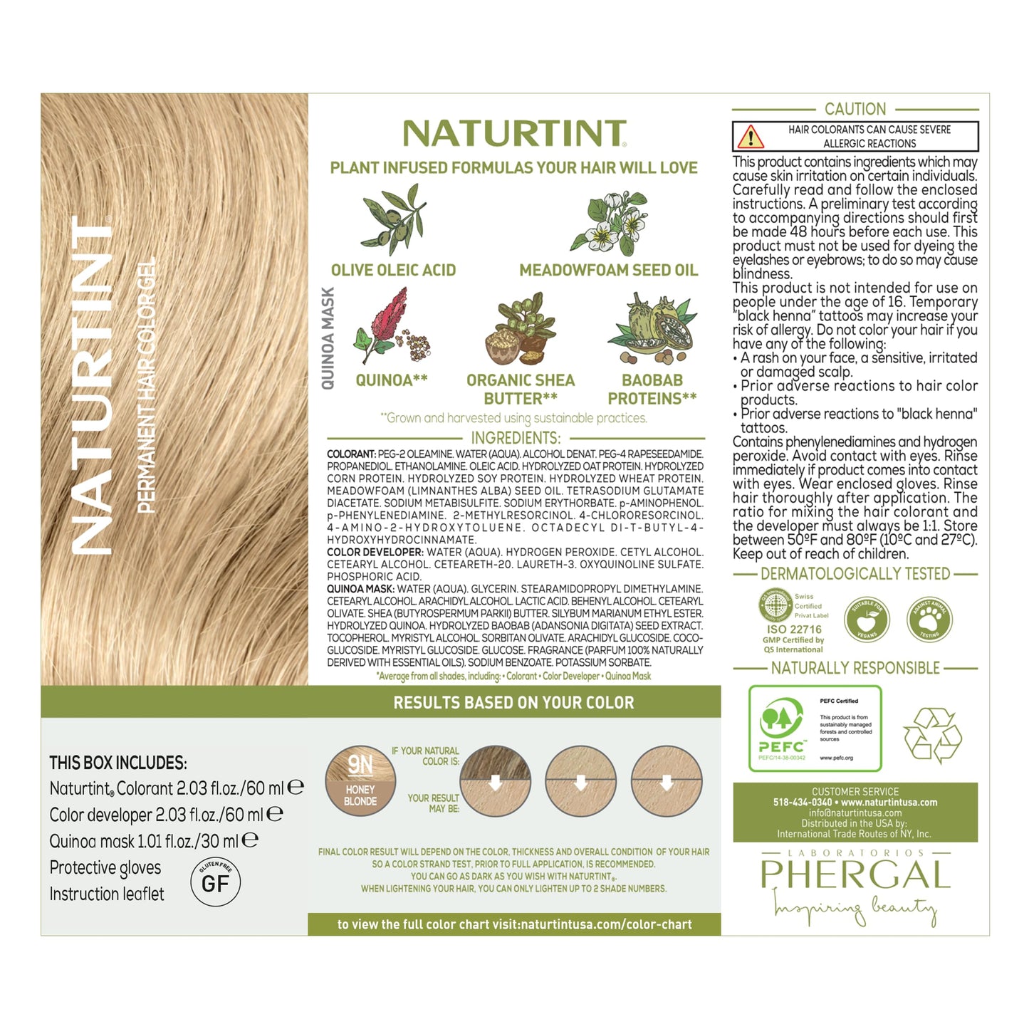 Naturtint 9N Honey Blonde Permanent Hair Color (Pack of 1), Ammonia Free, Vegan, Cruelty Free, up to 100% Gray Coverage, Long Lasting Results