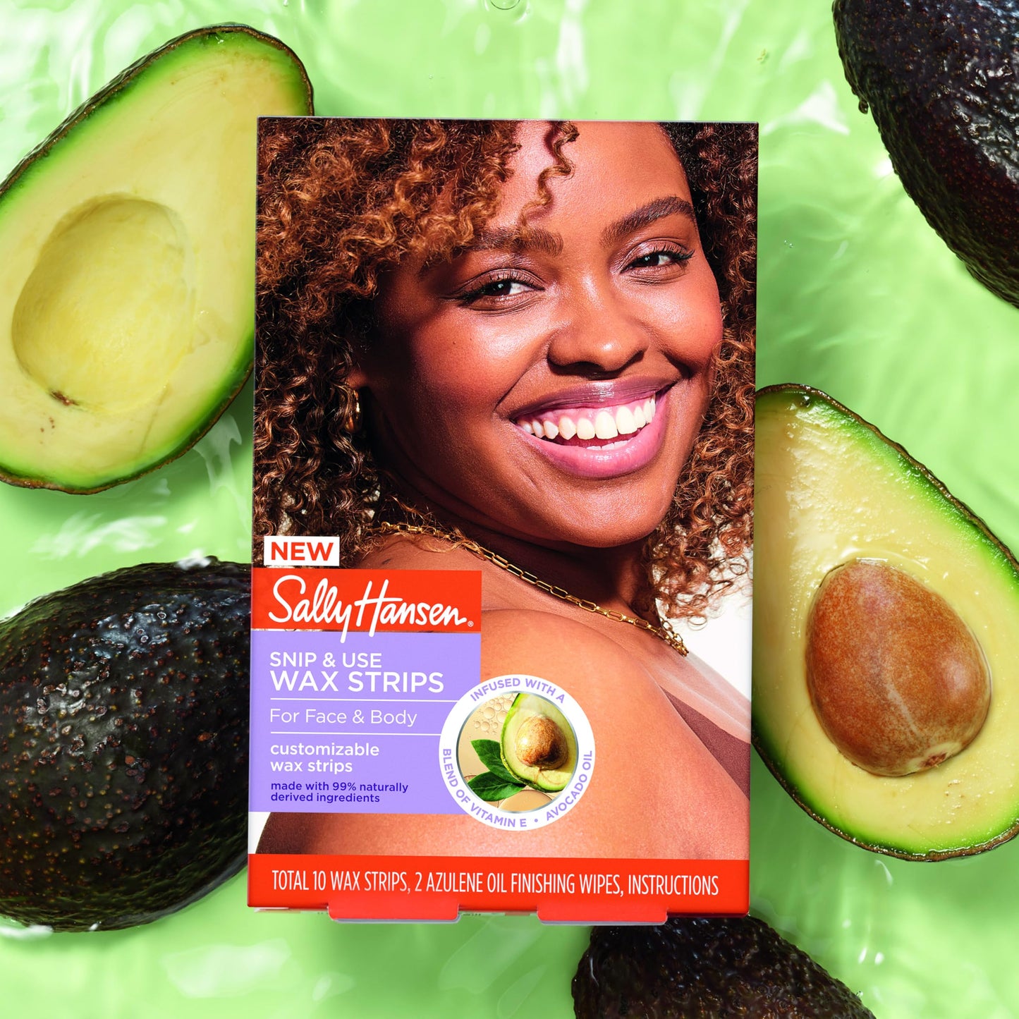 Sally Hansen Snip & Use Wax Strips Kit | Face & Bikini Line Hair Removal | Vitamin E & Avocado Oil Infused | 10 Count Beauty and Personal Care Sally Hansen