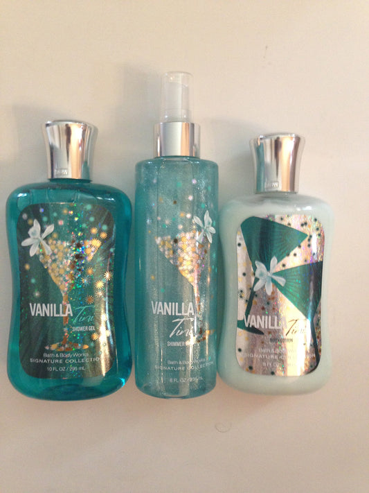 Bath & Body Works Vanilla Tini Shower Gel, Lotion & Shimmer Mist Trio Beauty and Personal Care Bath & Body Works
