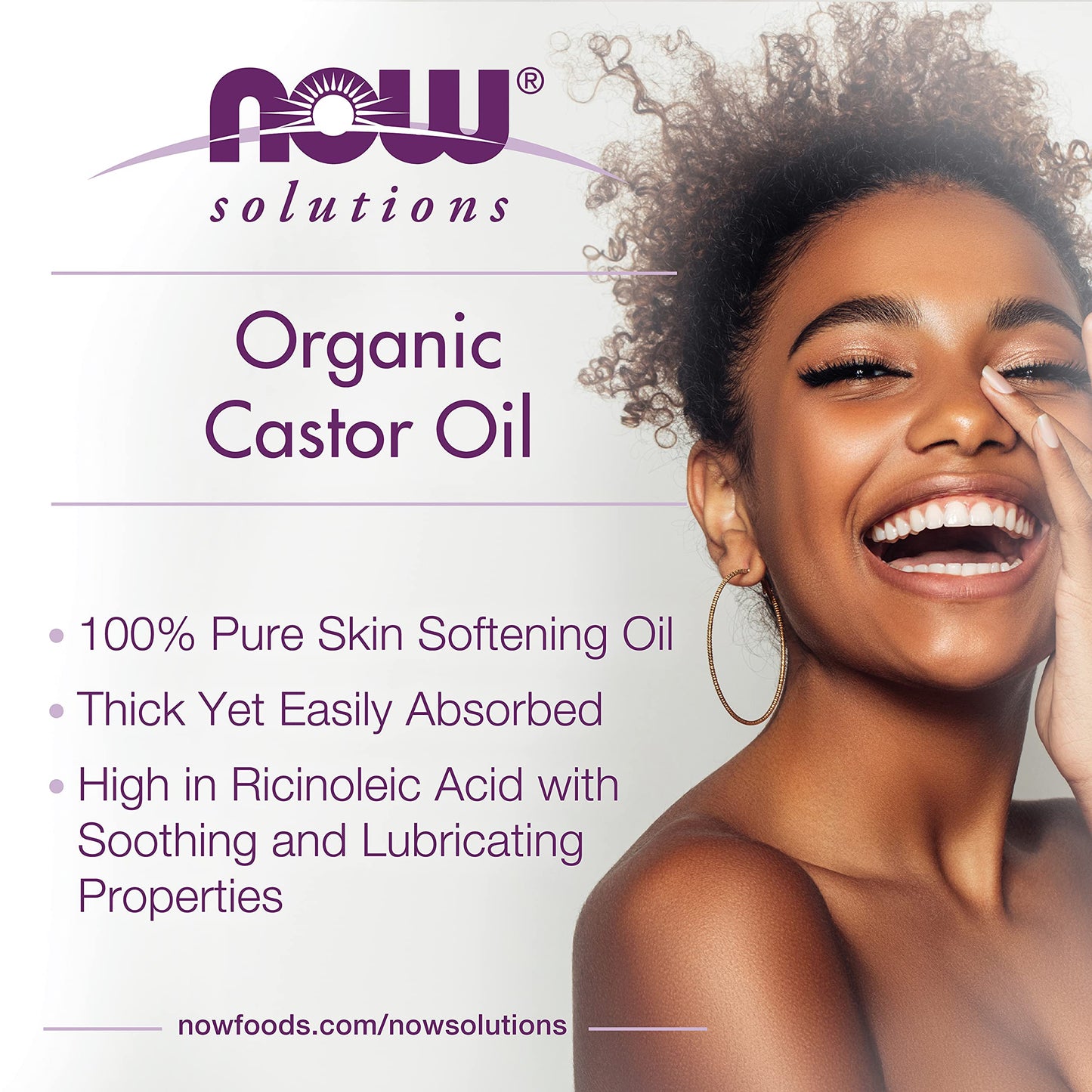 NOW Foods Solutions, Organic Castor Oil, 100% Pure Versatile Skin Care, Multi-Purpose Skin Softener, 8-Ounce