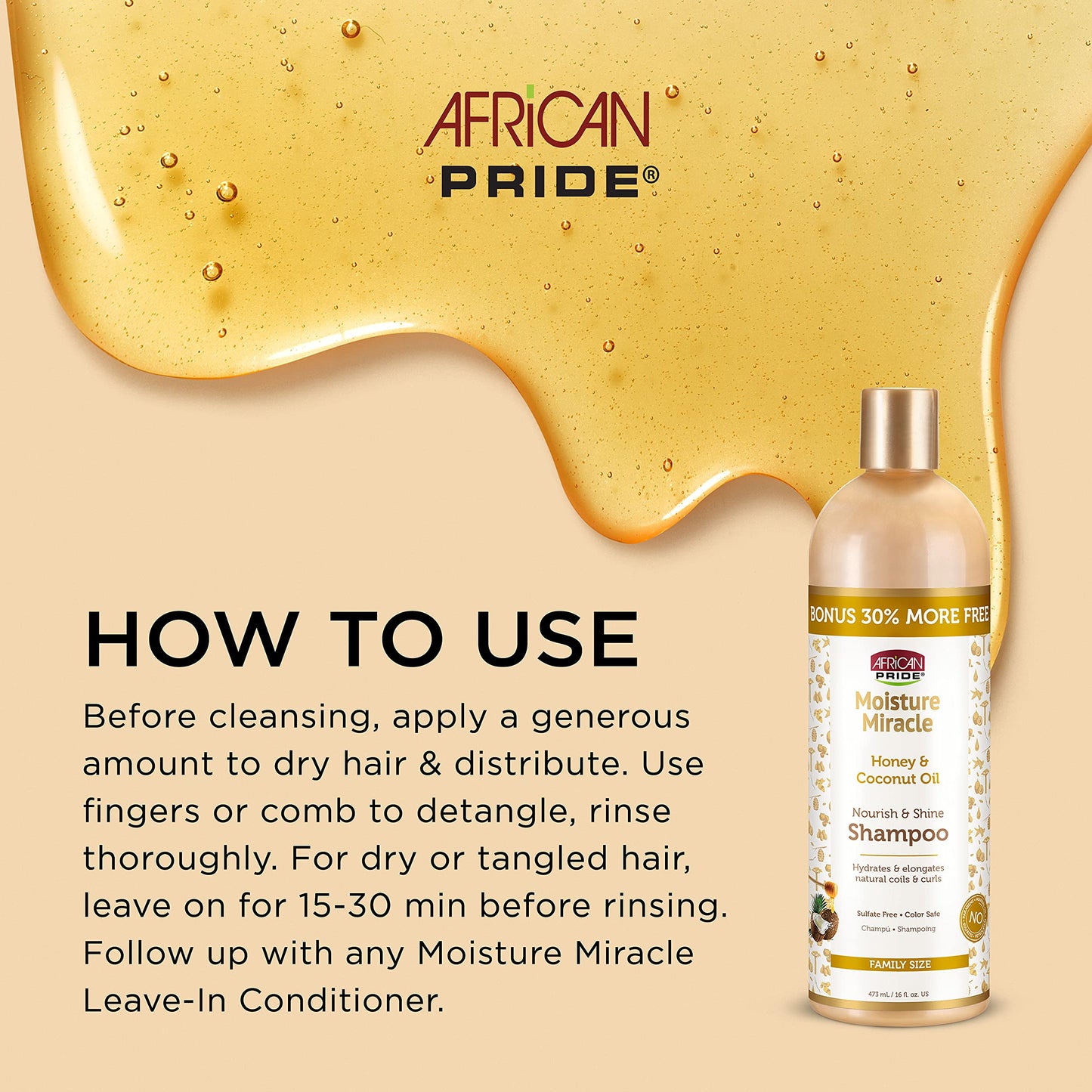 African Pride Moisture Miracle - For Natural Coils & Curls, Nourishes & Shines, Sulfate Free, Color Safe (16 Oz (3-in-1 Set))