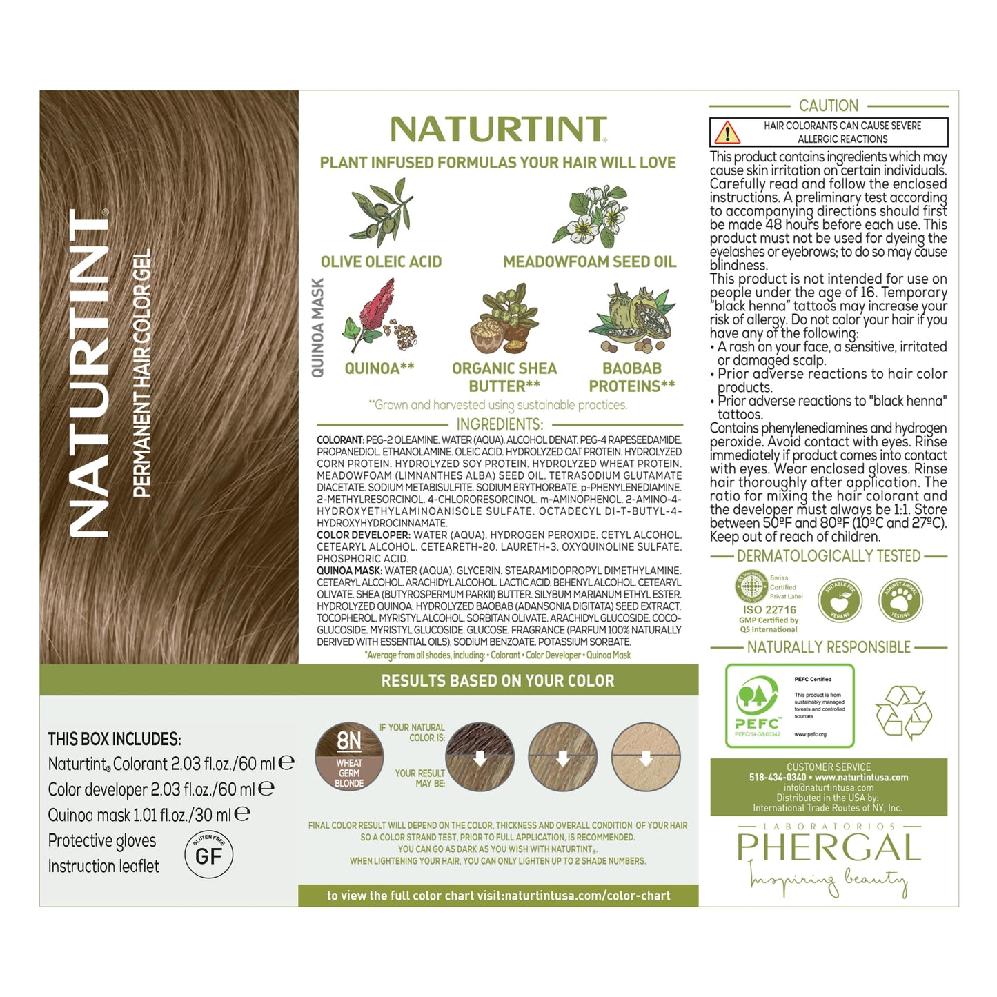 Naturtint 8N Wheat Germ Blonde Permanent Hair Color (Pack of 6), Ammonia Free, Vegan, Cruelty Free, up to 100% Gray Coverage, Long Lasting Results