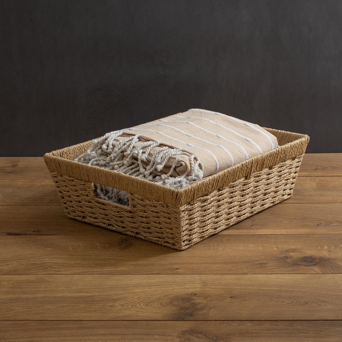 Simplify Large Shelf Storage Basket | Dimensions: 15"x 13"x 5" | Dutch Weave Design | Home Organization | Paper Rope Material | Great For Leaving…