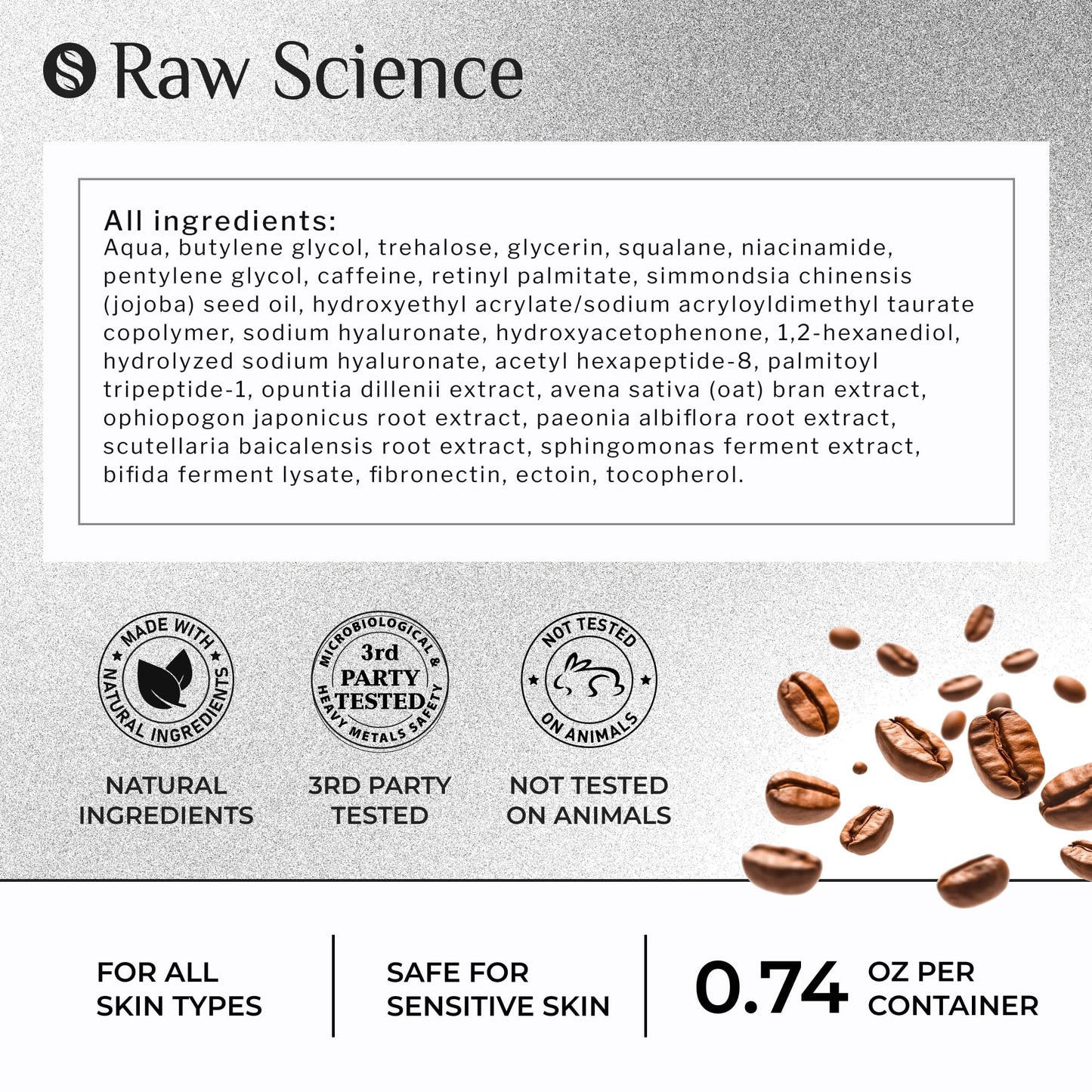Eye Serum for Puffy Eyes & Dark Circles Under Eye Treatment, Caffeine, Niacinamide, Hyaluronic Acid, Retinol, Instant Moisturizer instead Eye Cream