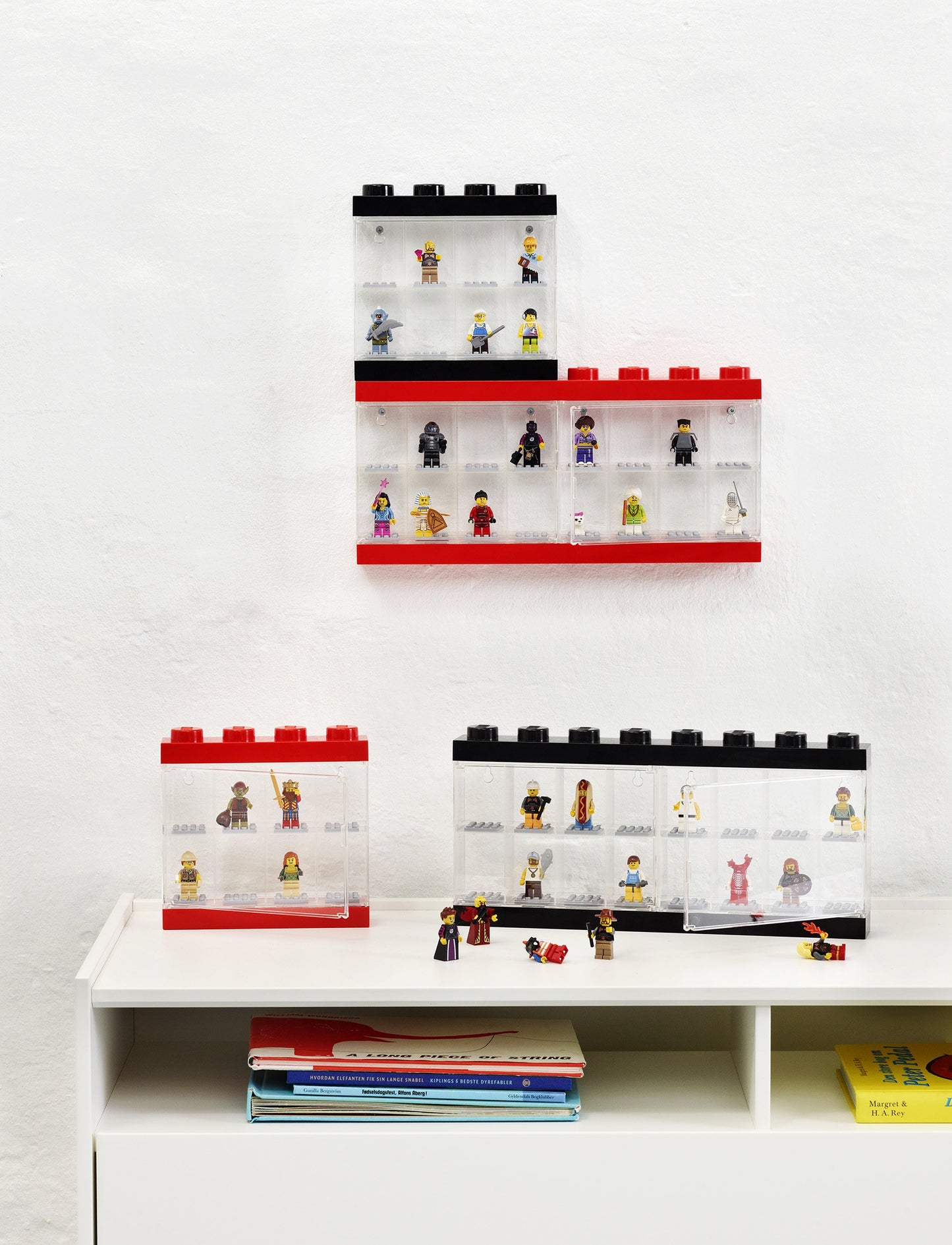 Room Copenhagen Lego Minifigure Display Case, Stackable Storage Container for Collectible Figurines, 8 Stud, Bright Blue