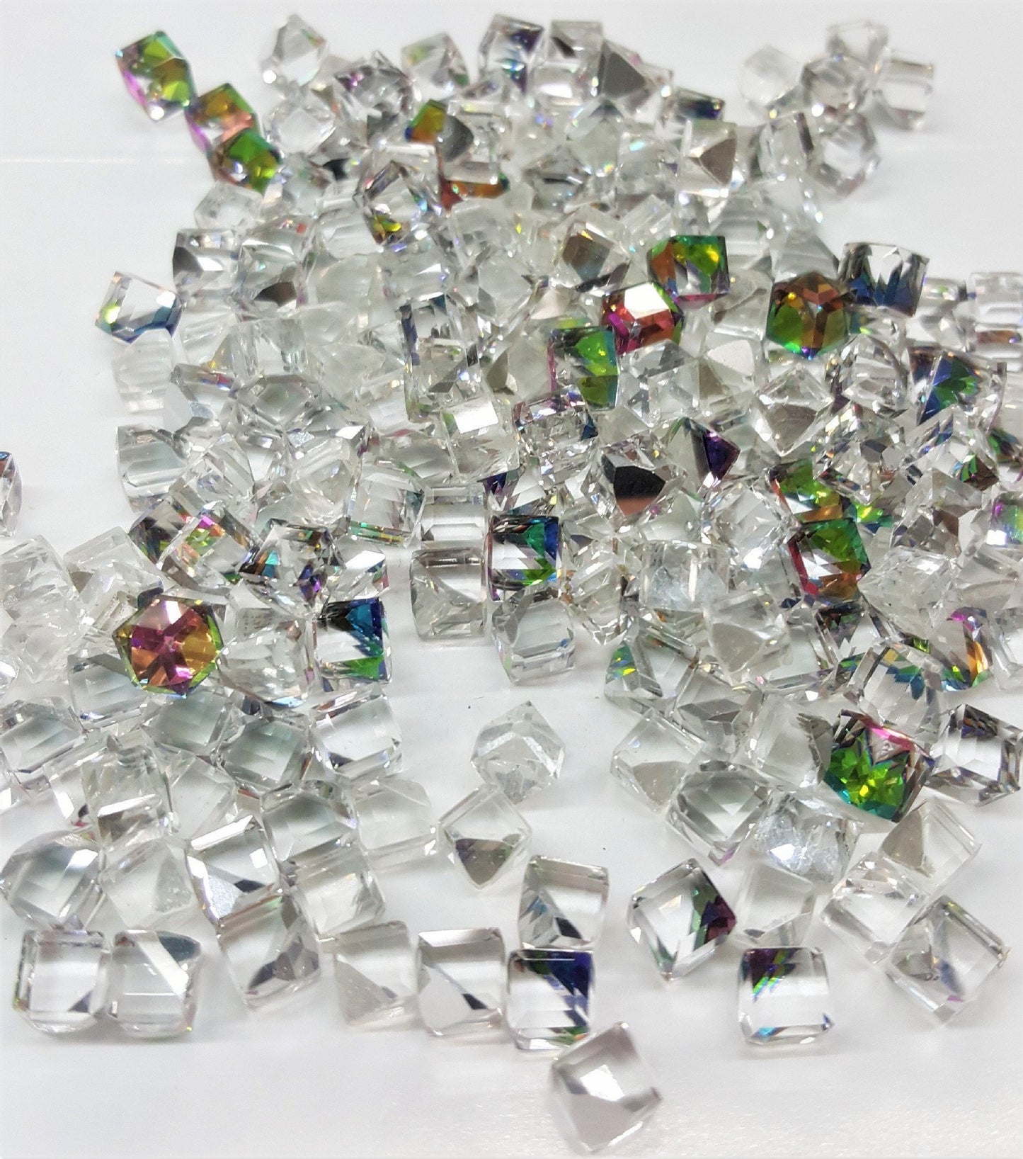 60PCS /lot 3D Cube Square Rhinestone Crystal Glass Nails Beads Decoration Manicure Nail Art (Clear) Beauty & Personal Care MEYA