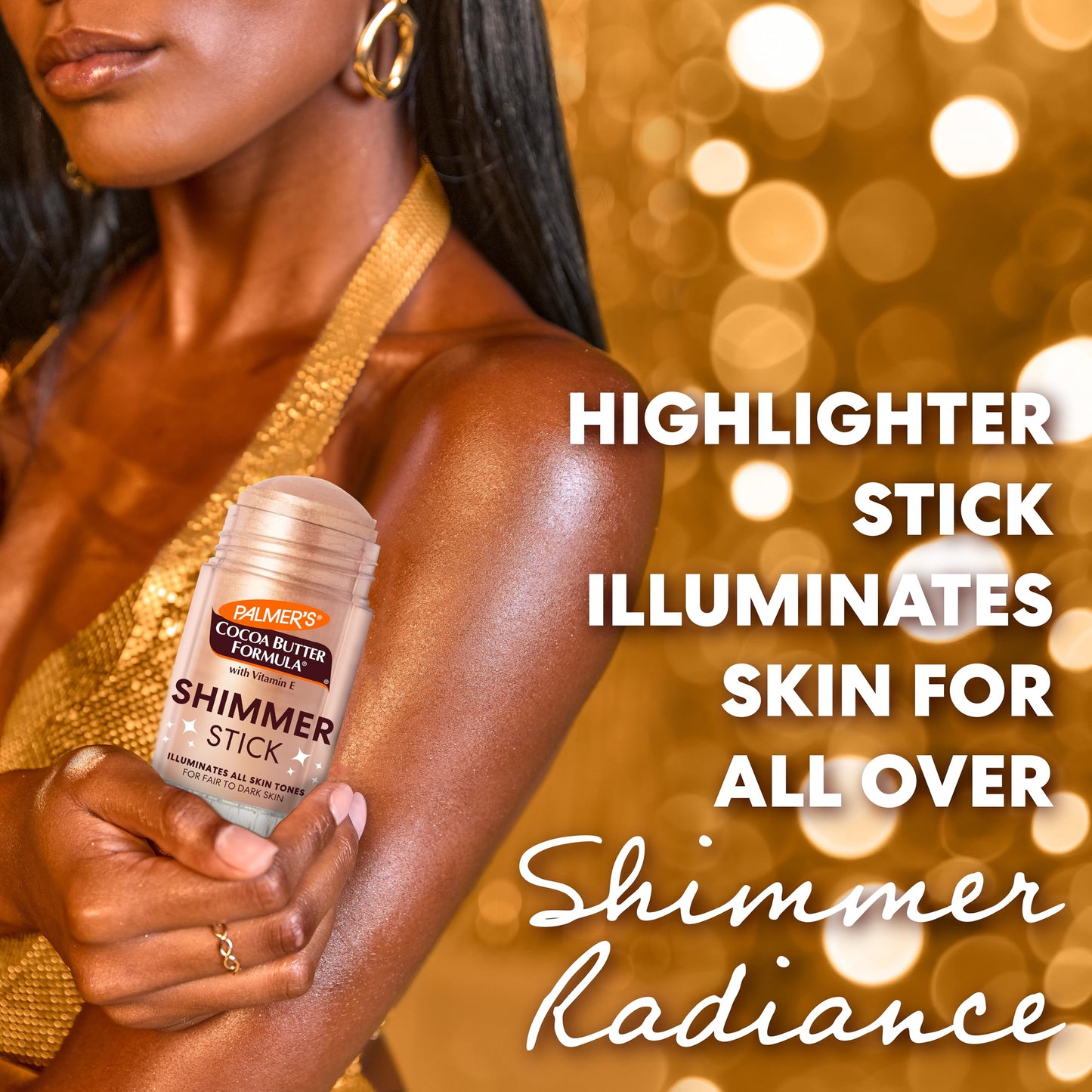 Palmer's Cocoa Butter Formula Body Shimmer Stick with Vitamin E, 1 Oz, Radiant Highlighter Makeup for Body Glow, Provides 48-Hour Moisture, All Skin