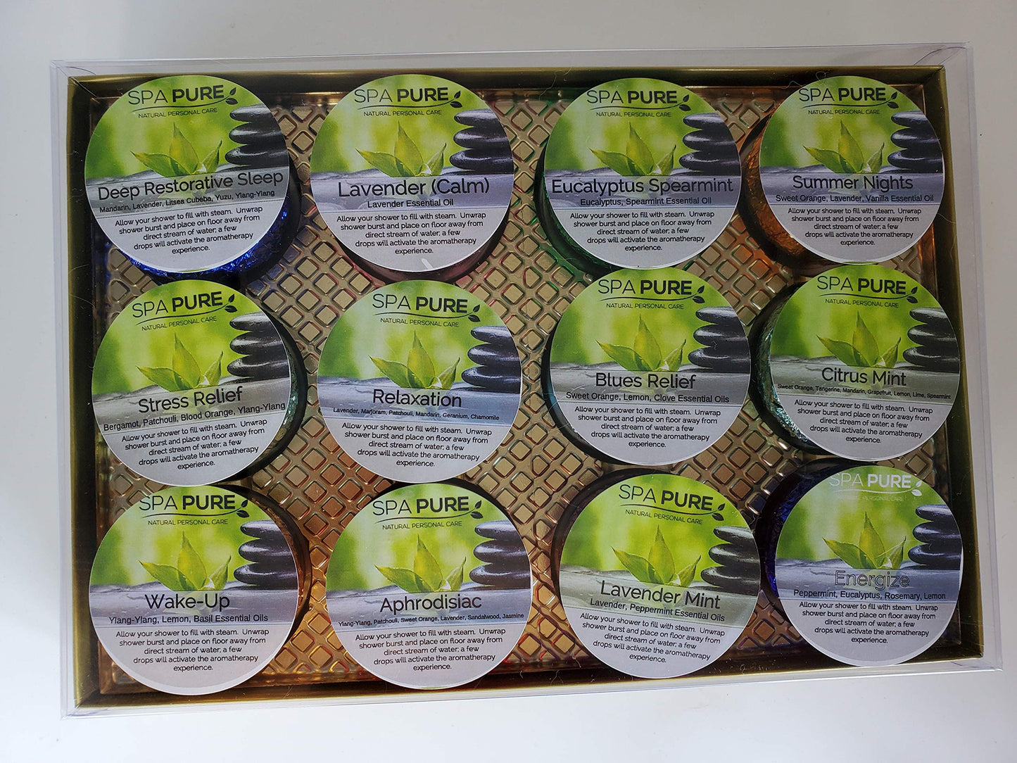 Spa Pure Shower Tablet Aromatherapy: 2 Gift Sets Made in USA with 100% Pure Essential Oils (24 Count)